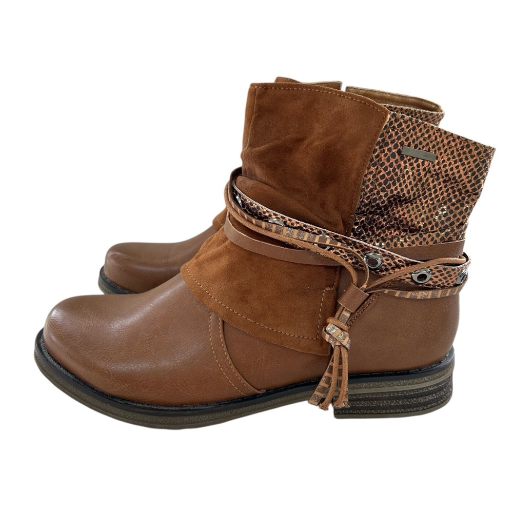 PATRIZIA by Spring Step Manija Camel Brown Vegan Leather Ankle Boots 42